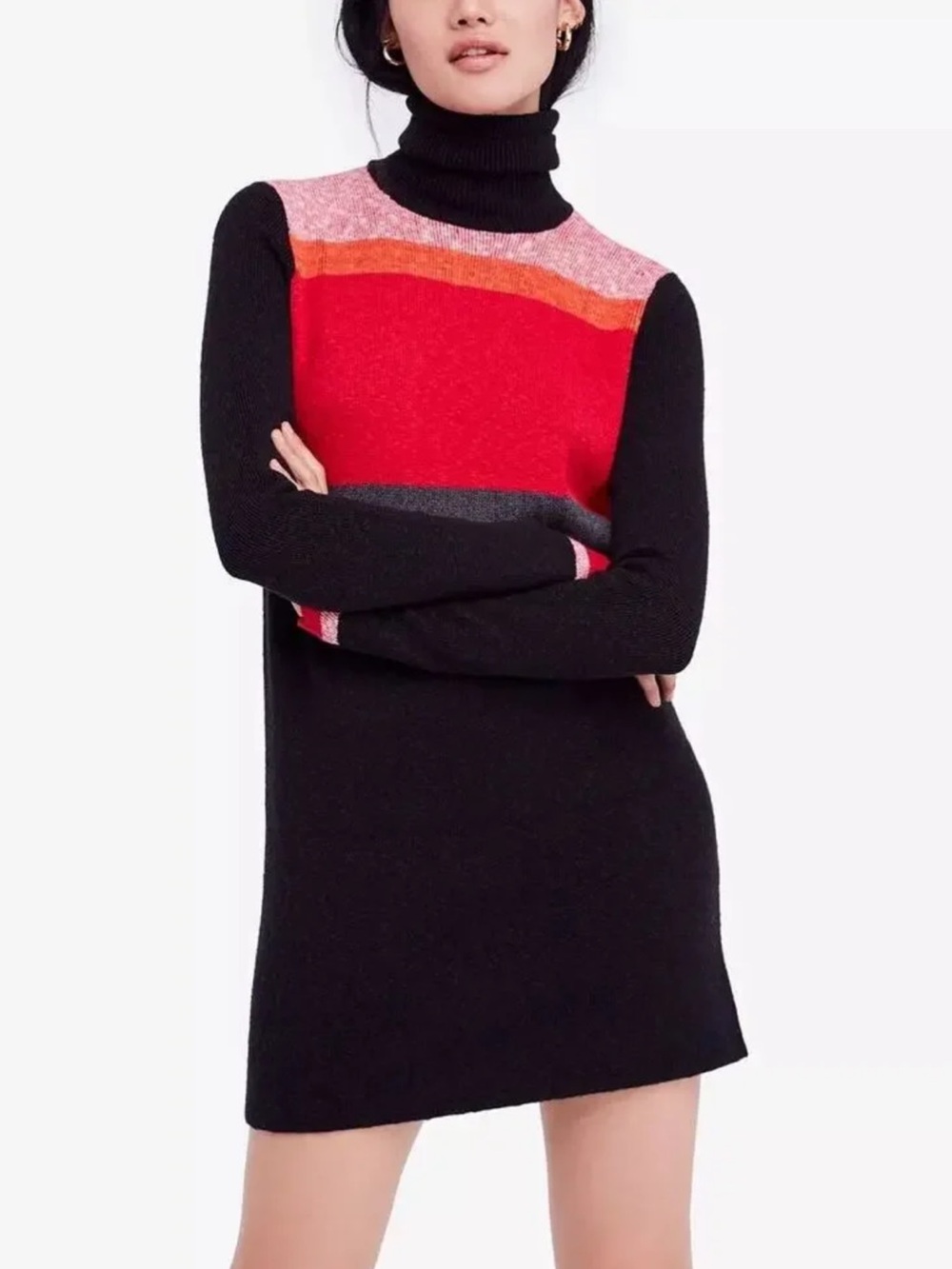 NWT Free People Turtleneck Colorblock Knit Dress - Size S